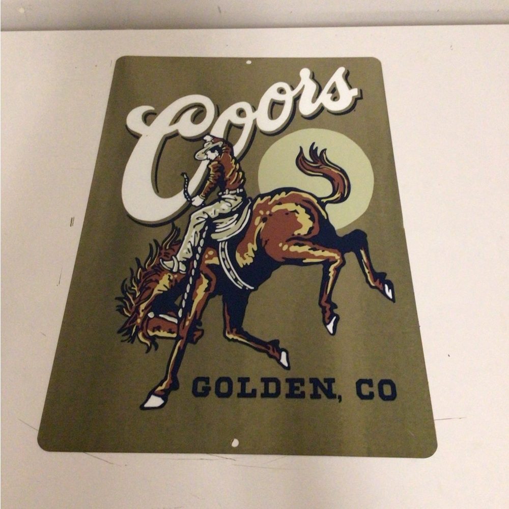 COPY - Coors Beer Golden Co. Horseback Riding metal tin sign